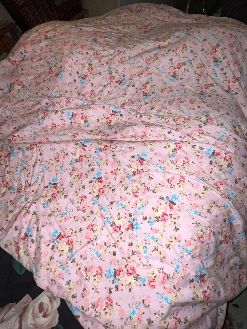 Fadfay~ Floral Pink 100% Cotton Duvet Cover with Roses ~ 86x73”